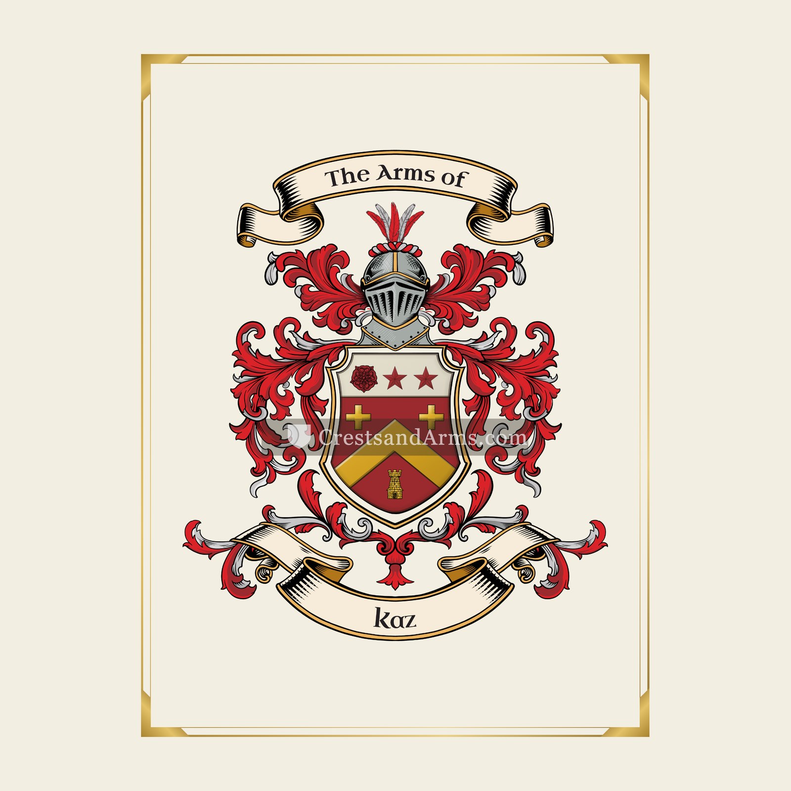 With gold border