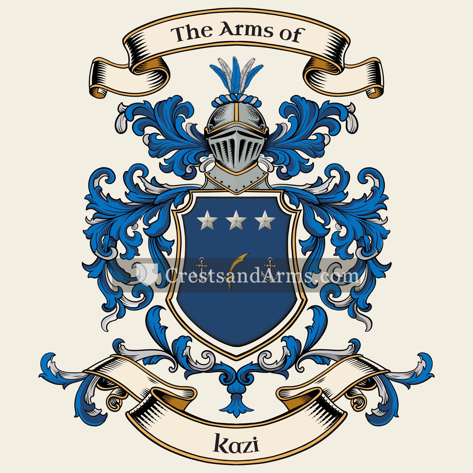 The Kazi coat of arms, drawn from the recorded blazon