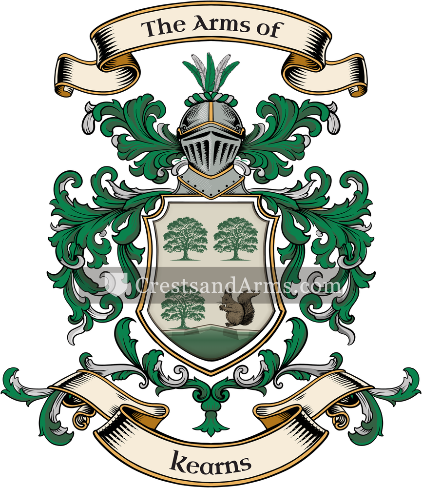 The Kearns coat of arms, drawn from the recorded blazon
