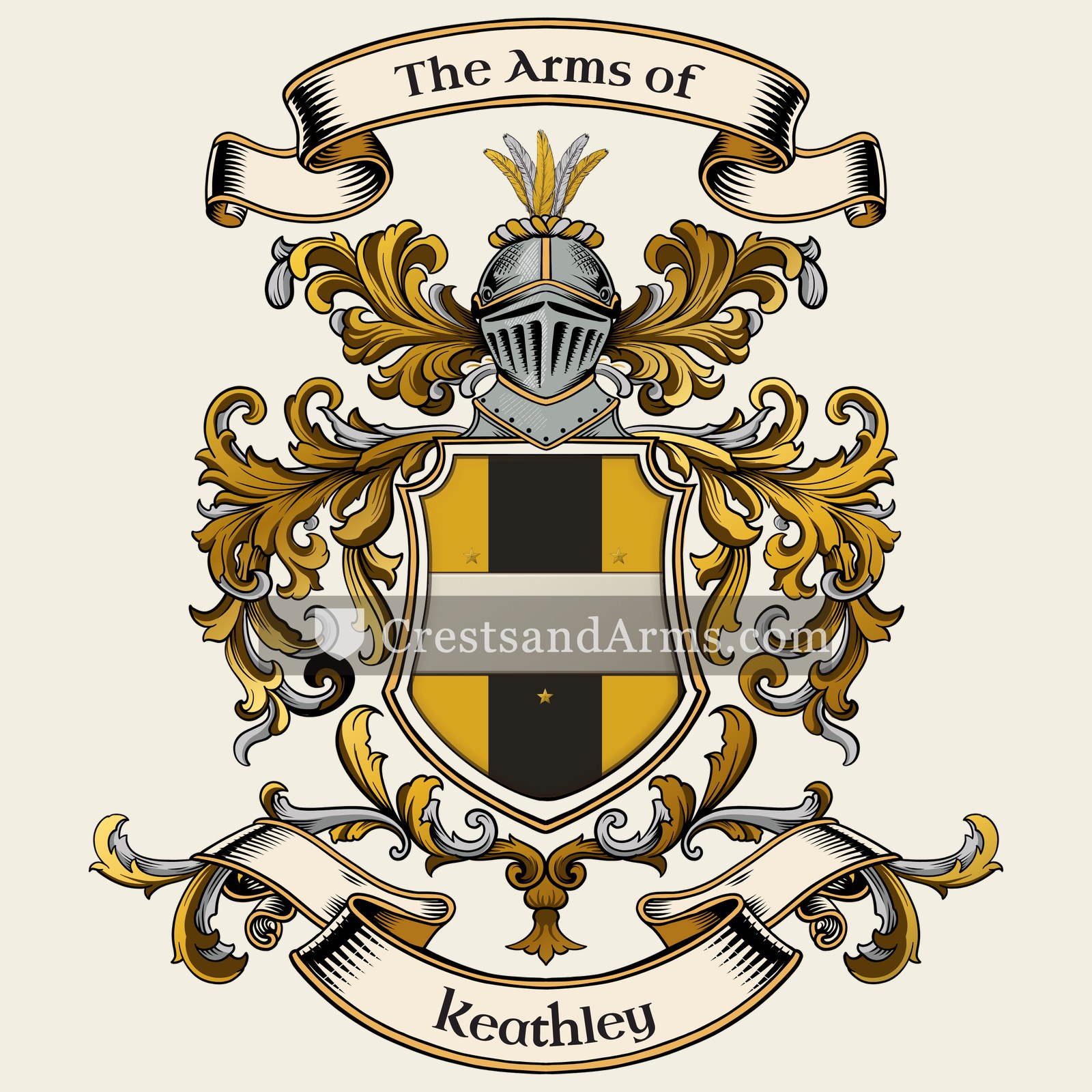 The Keathley coat of arms, drawn from the recorded blazon