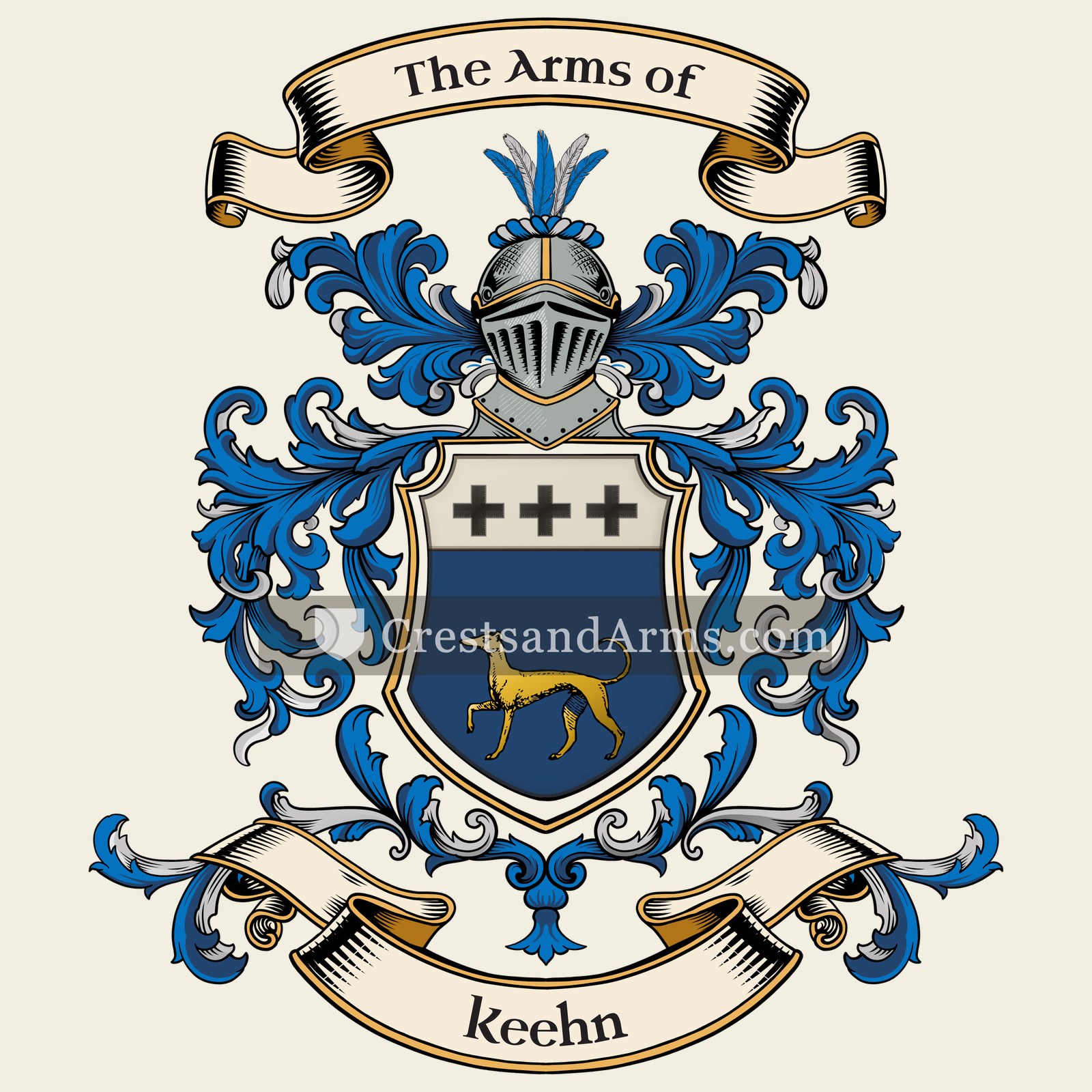 The Keehn coat of arms, drawn from the recorded blazon