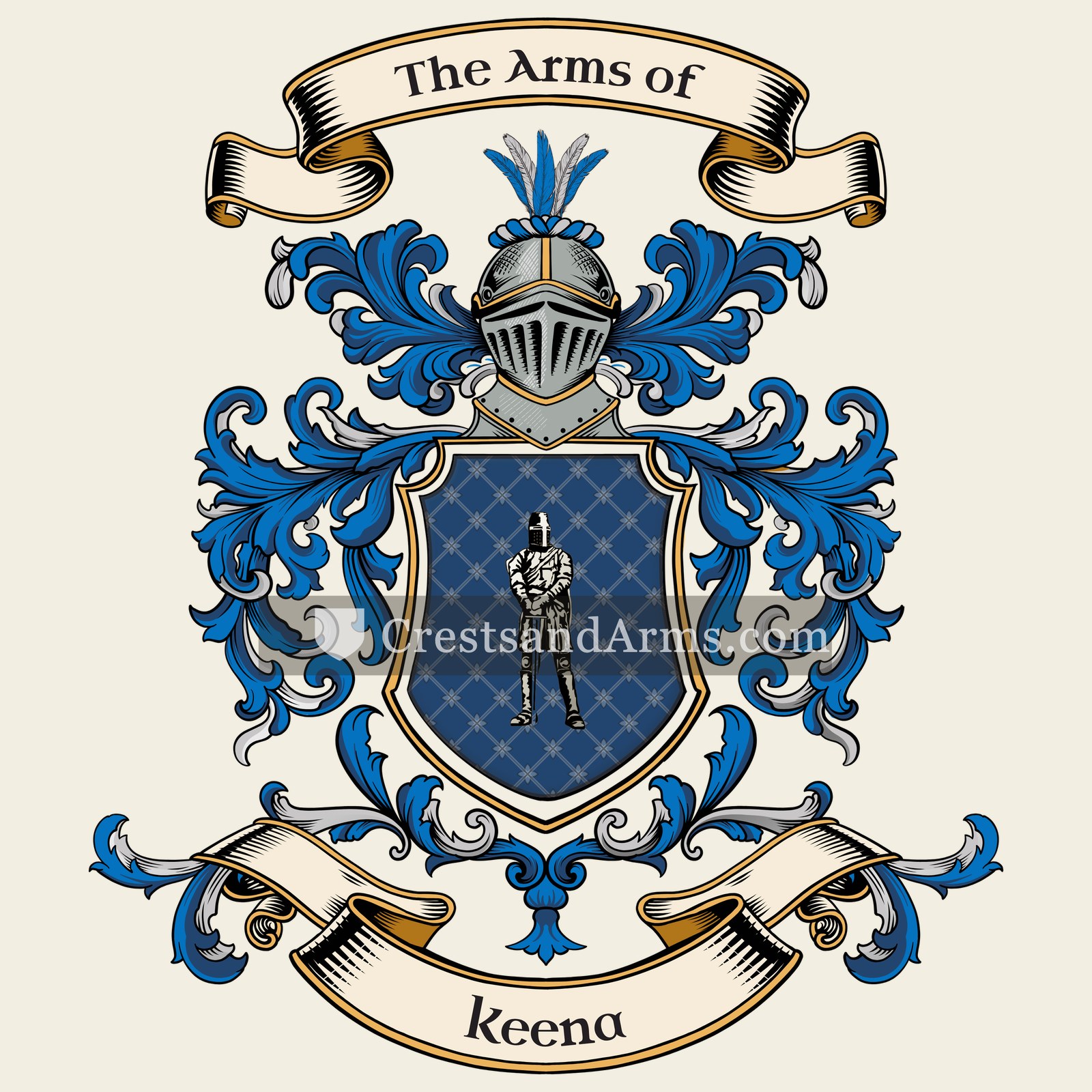 The Keena coat of arms, drawn from the recorded blazon