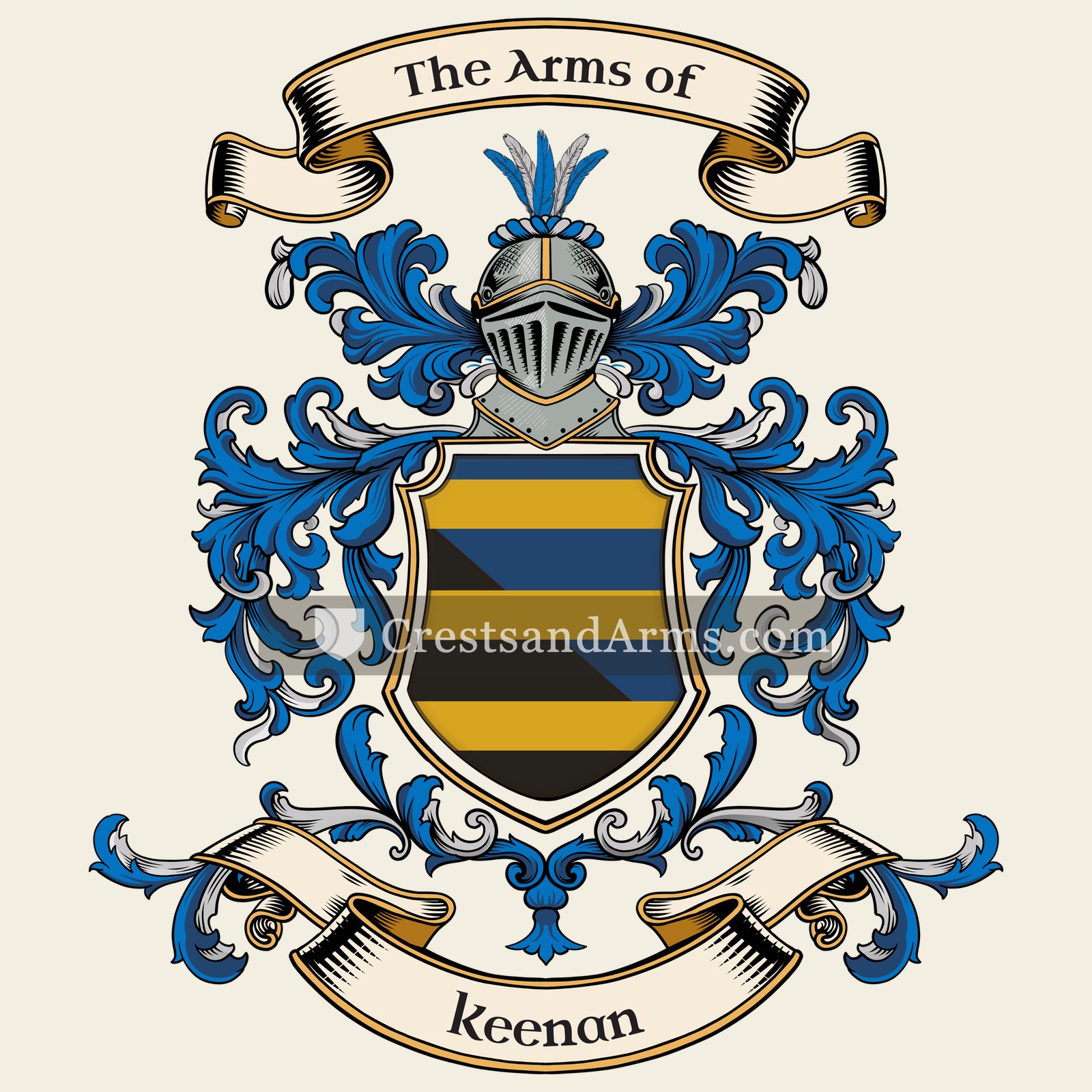 The Keenan coat of arms, drawn from the recorded blazon