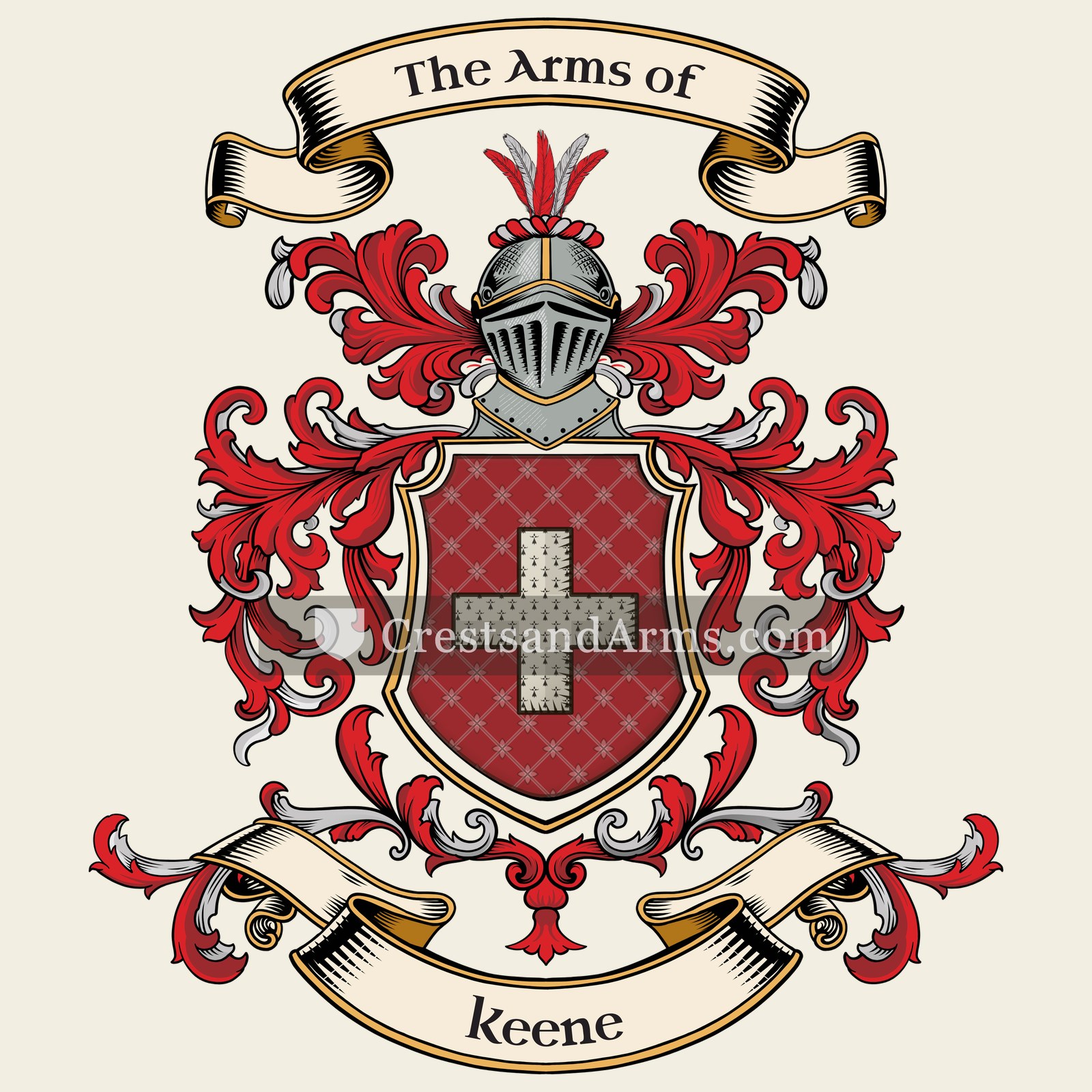 The Keene coat of arms, drawn from the recorded blazon