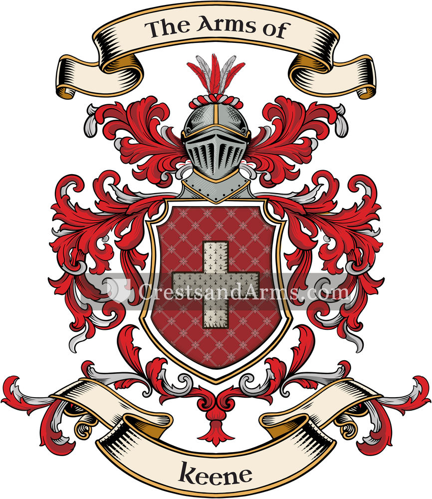 The Keene coat of arms, drawn from the recorded blazon