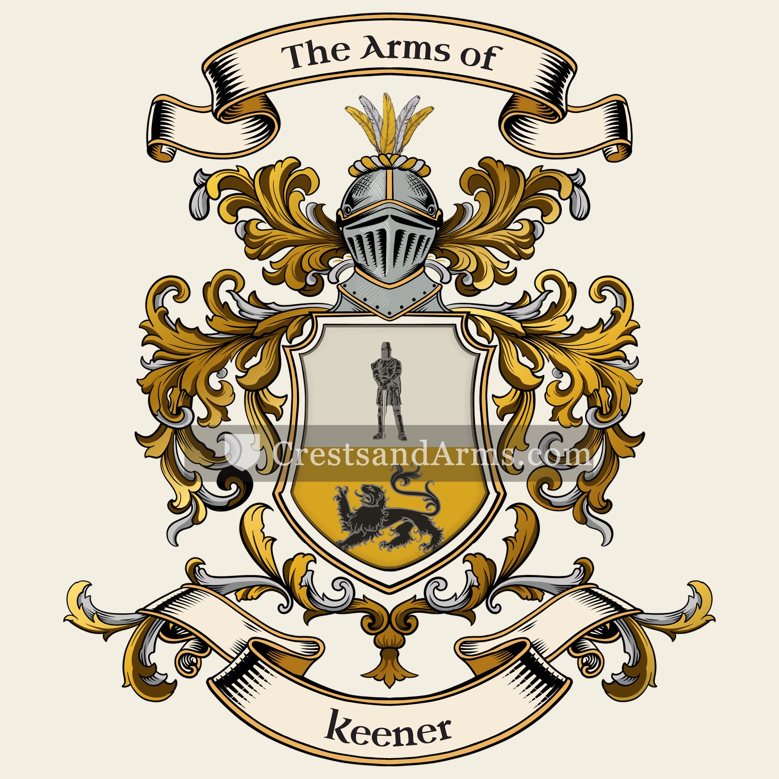 The Keener coat of arms, drawn from the recorded blazon