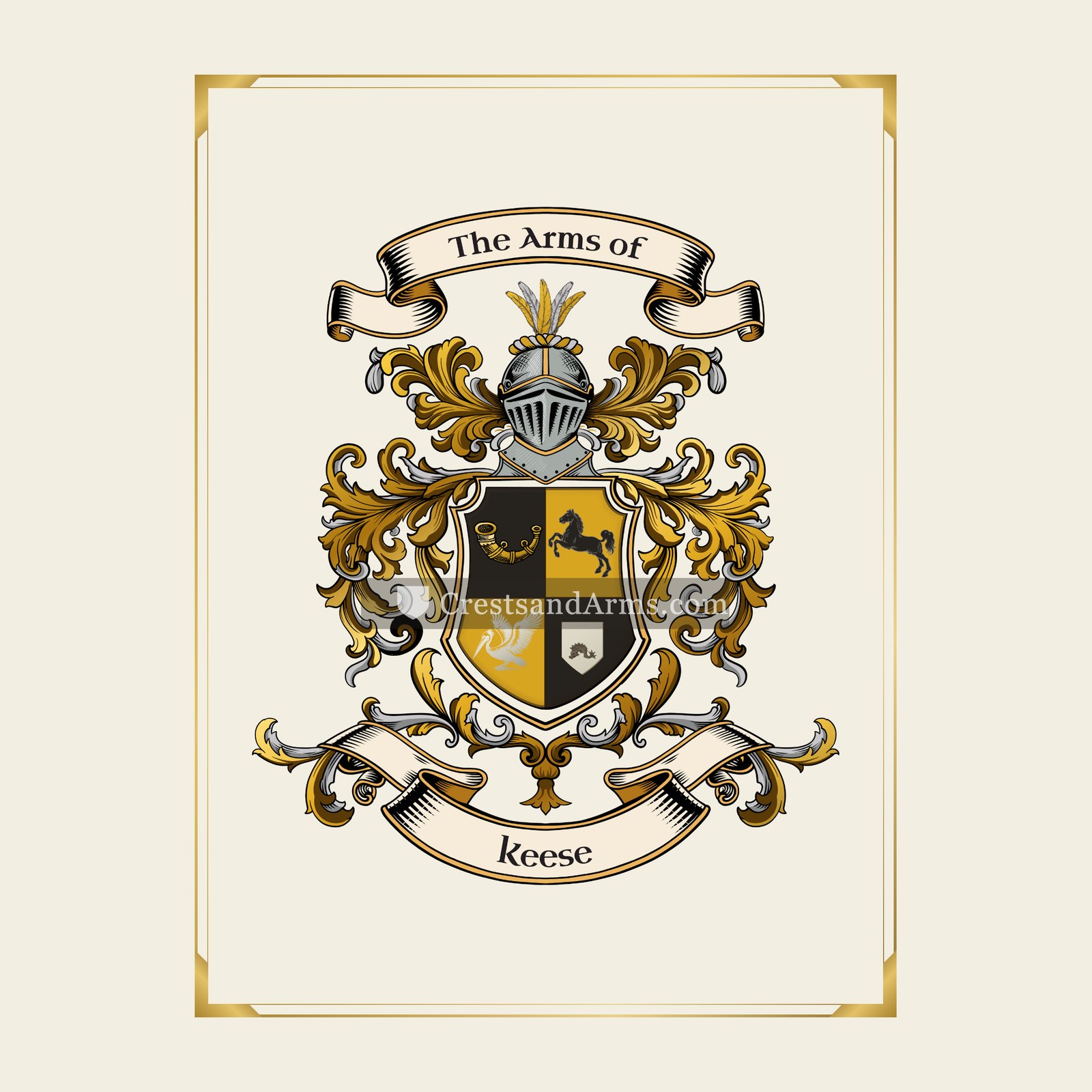 With gold border