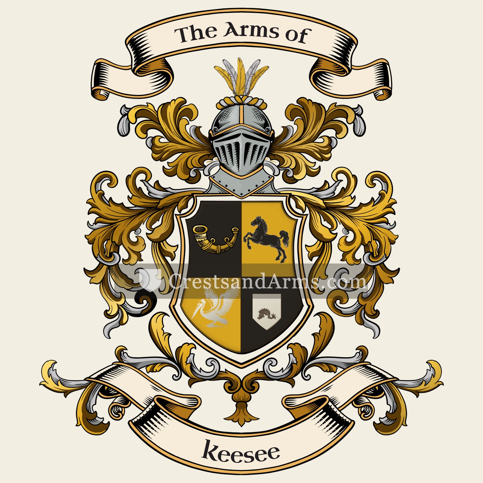 The Keesee coat of arms, drawn from the recorded blazon