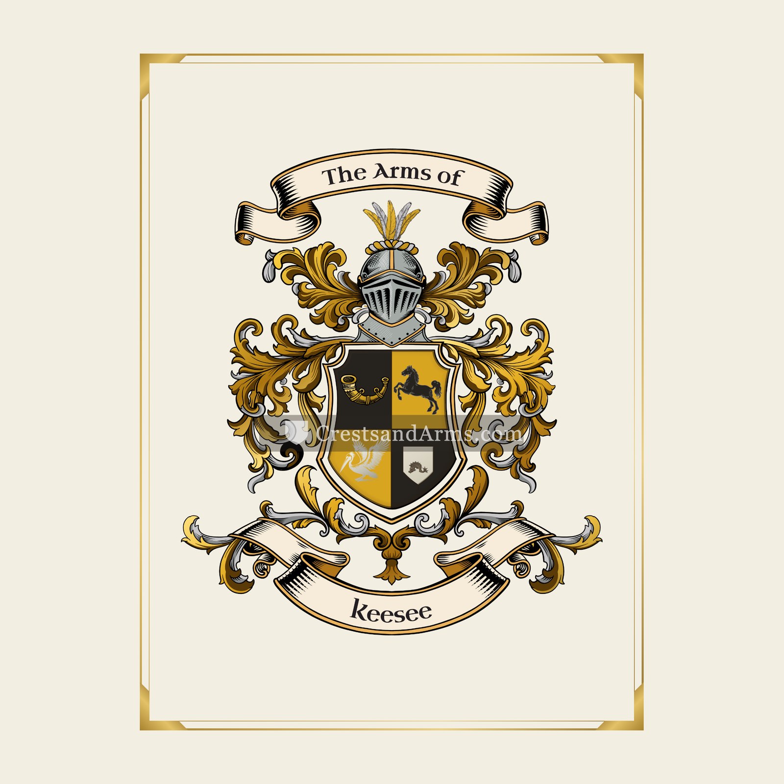 With gold border