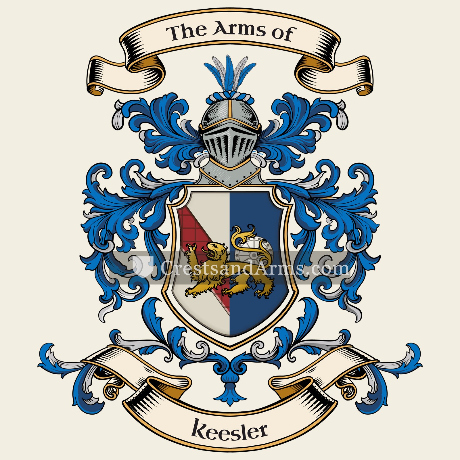 The Keesler coat of arms, drawn from the recorded blazon