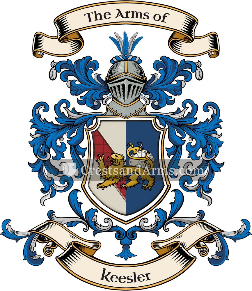 The Keesler coat of arms, drawn from the recorded blazon