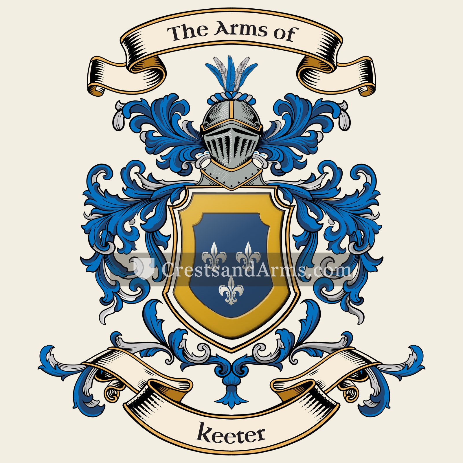 The Keeter coat of arms, drawn from the recorded blazon