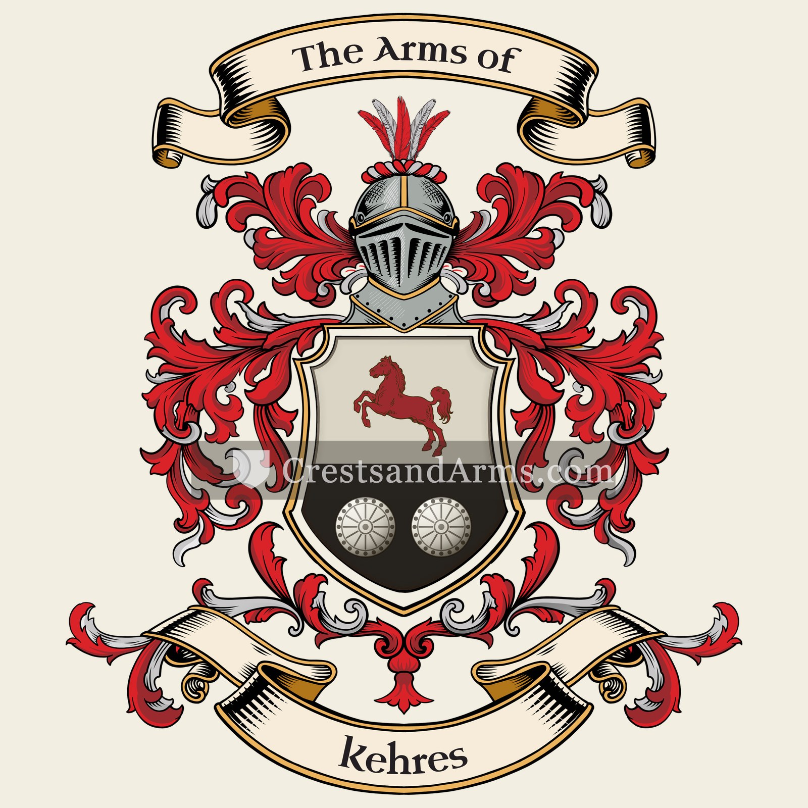 The Kehres coat of arms, drawn from the recorded blazon