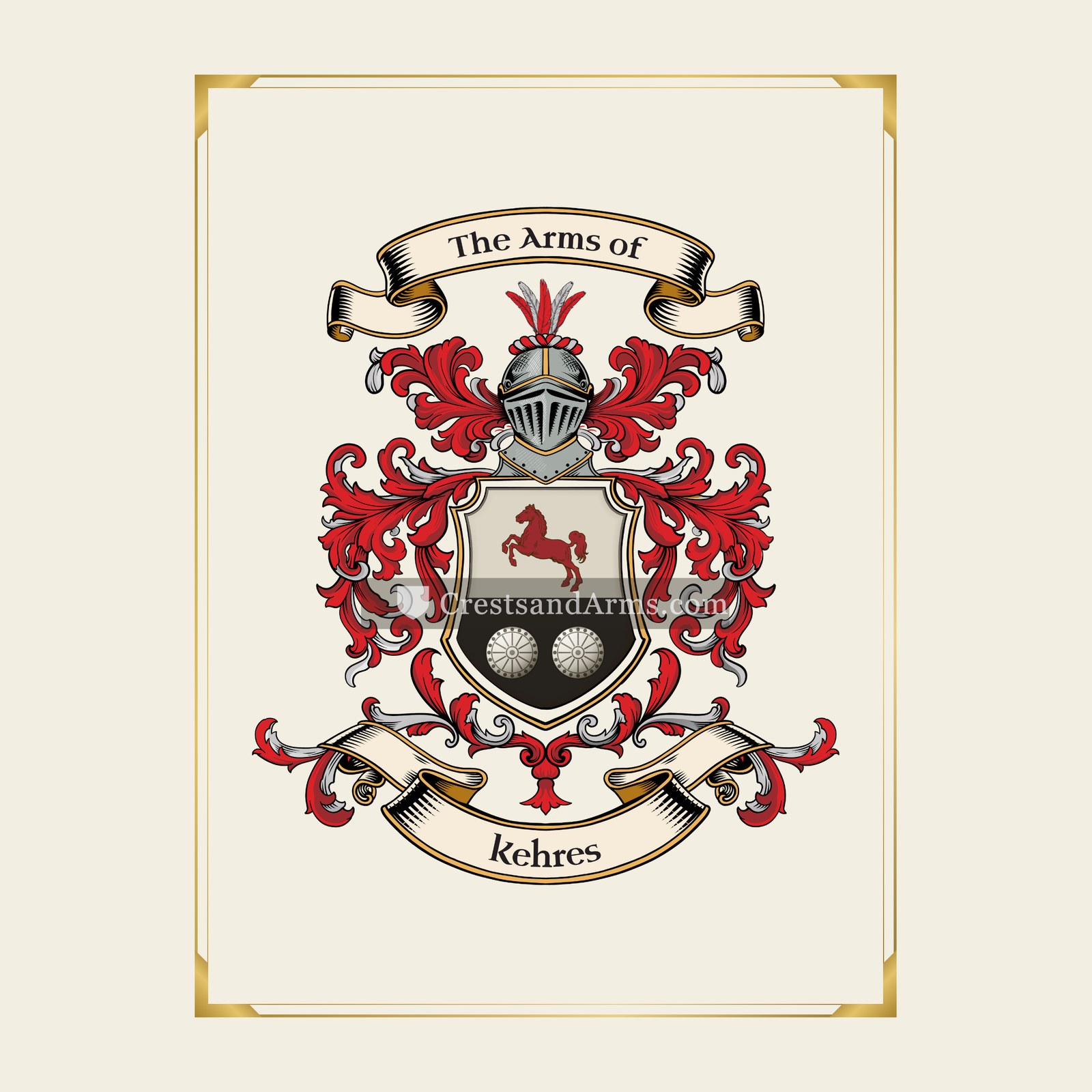 With gold border