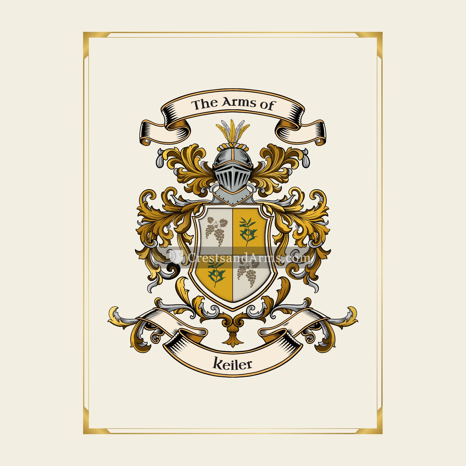 With gold border