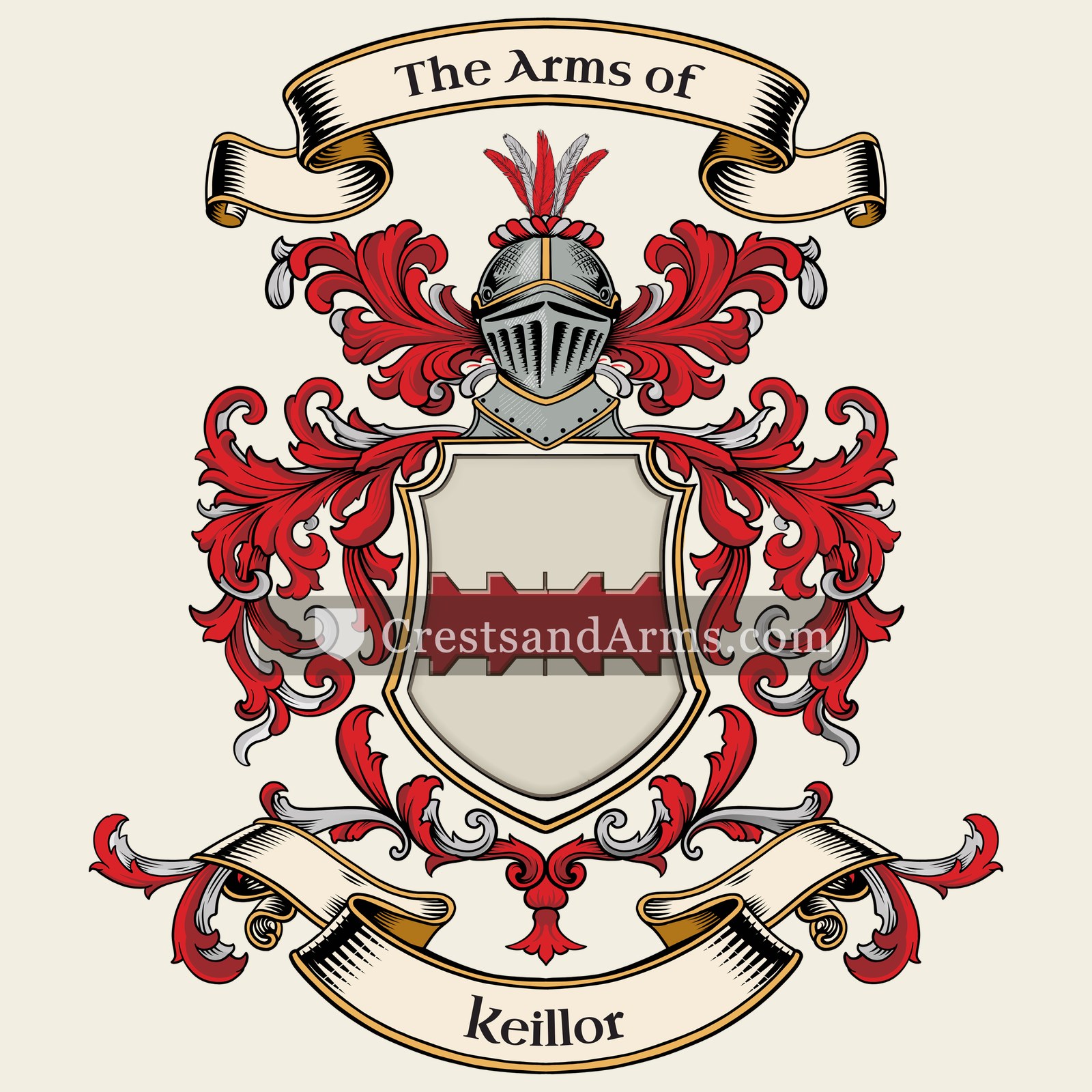 The Keillor coat of arms, drawn from the recorded blazon