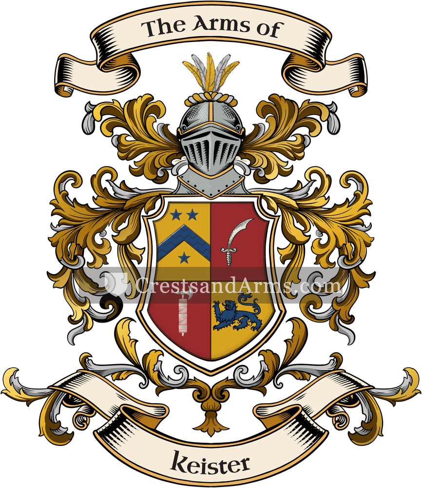 The Keister coat of arms, drawn from the recorded blazon
