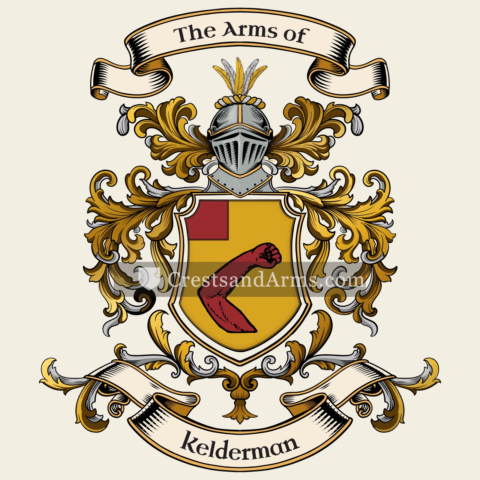 The Kelderman coat of arms, drawn from the recorded blazon