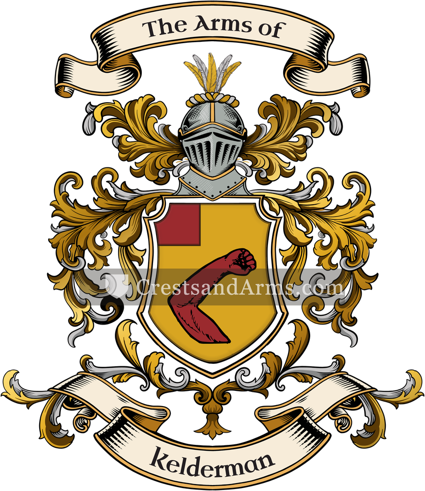 The Kelderman coat of arms, drawn from the recorded blazon