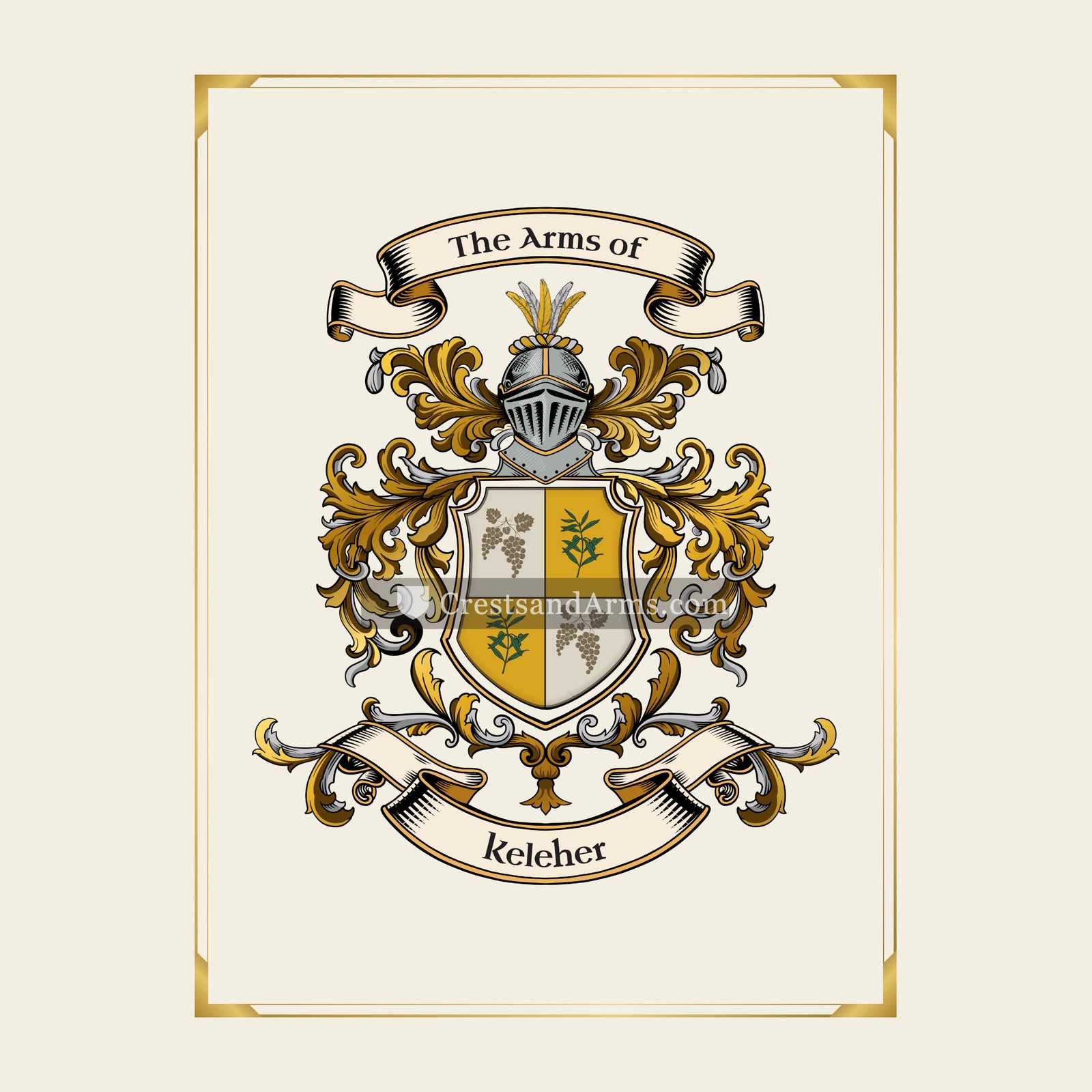 With gold border