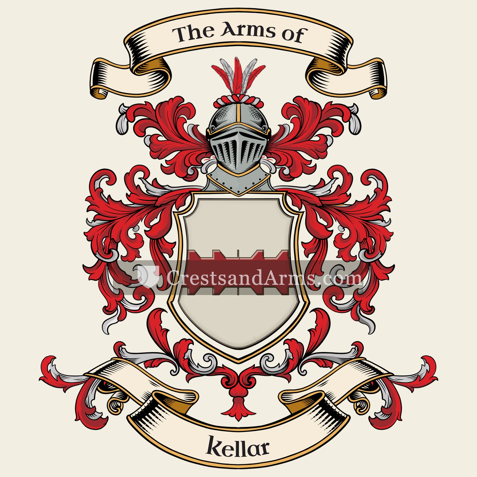 The Kellar coat of arms, drawn from the recorded blazon