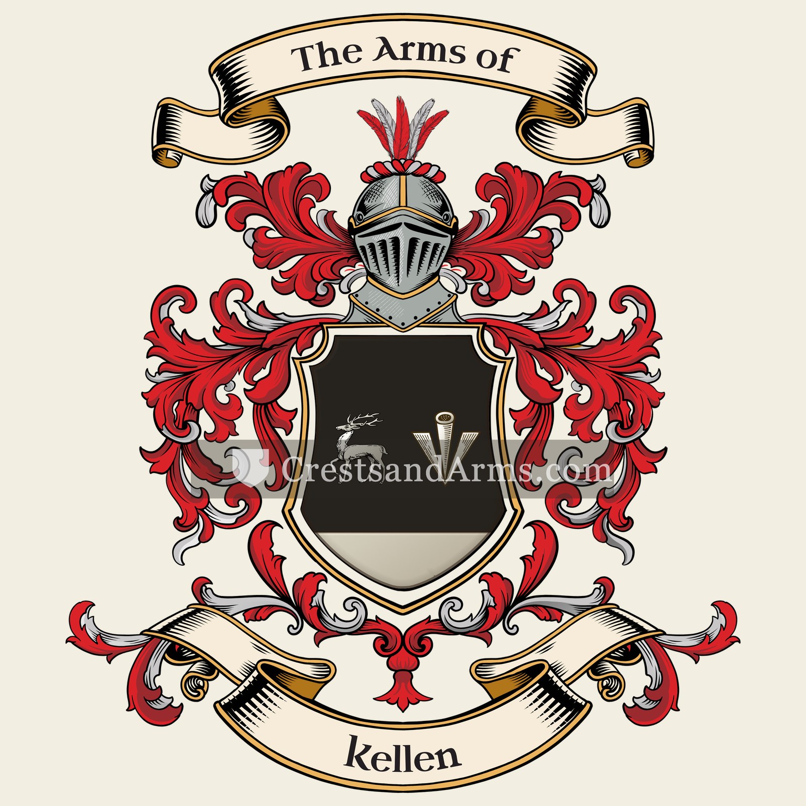 The Kellen coat of arms, drawn from the recorded blazon