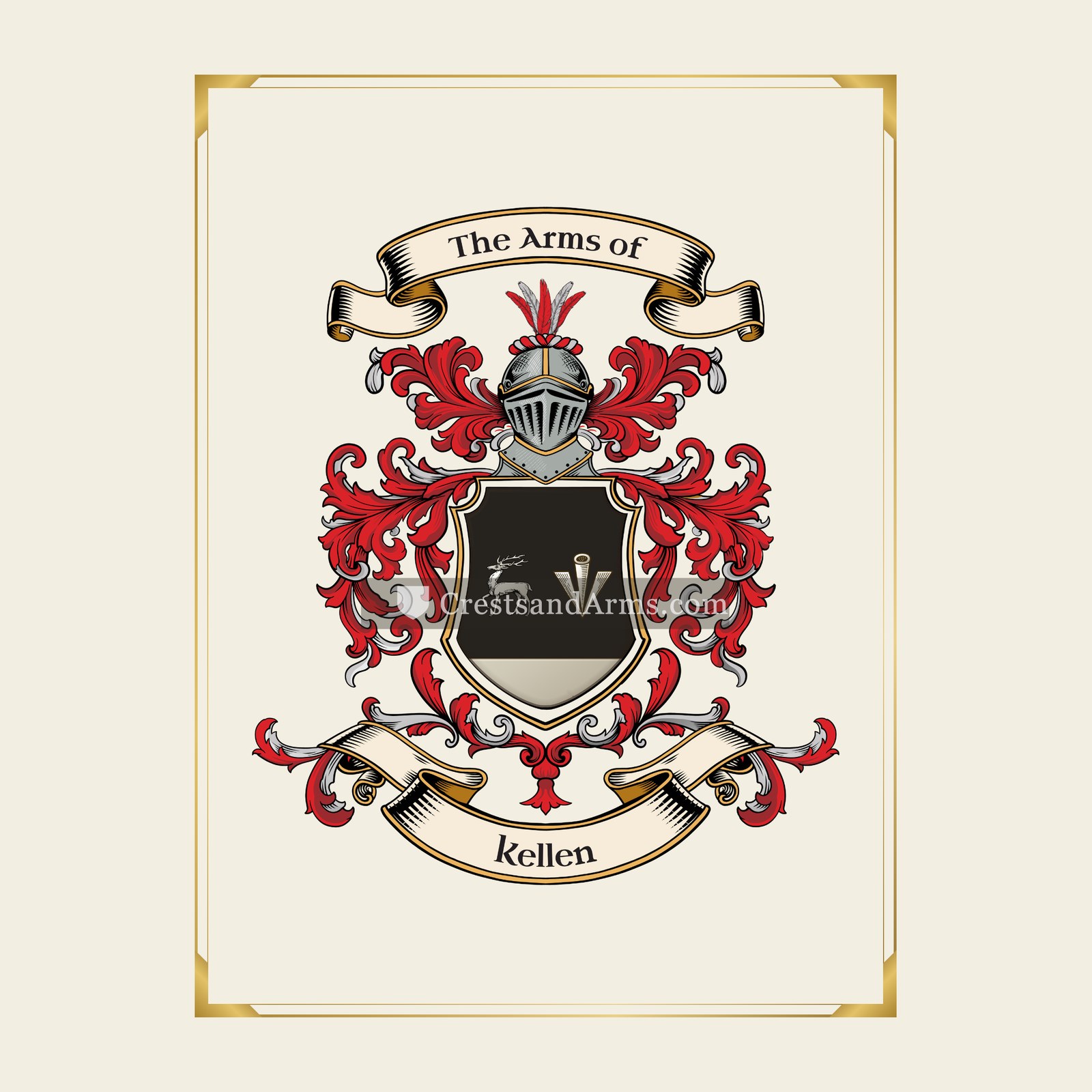With gold border