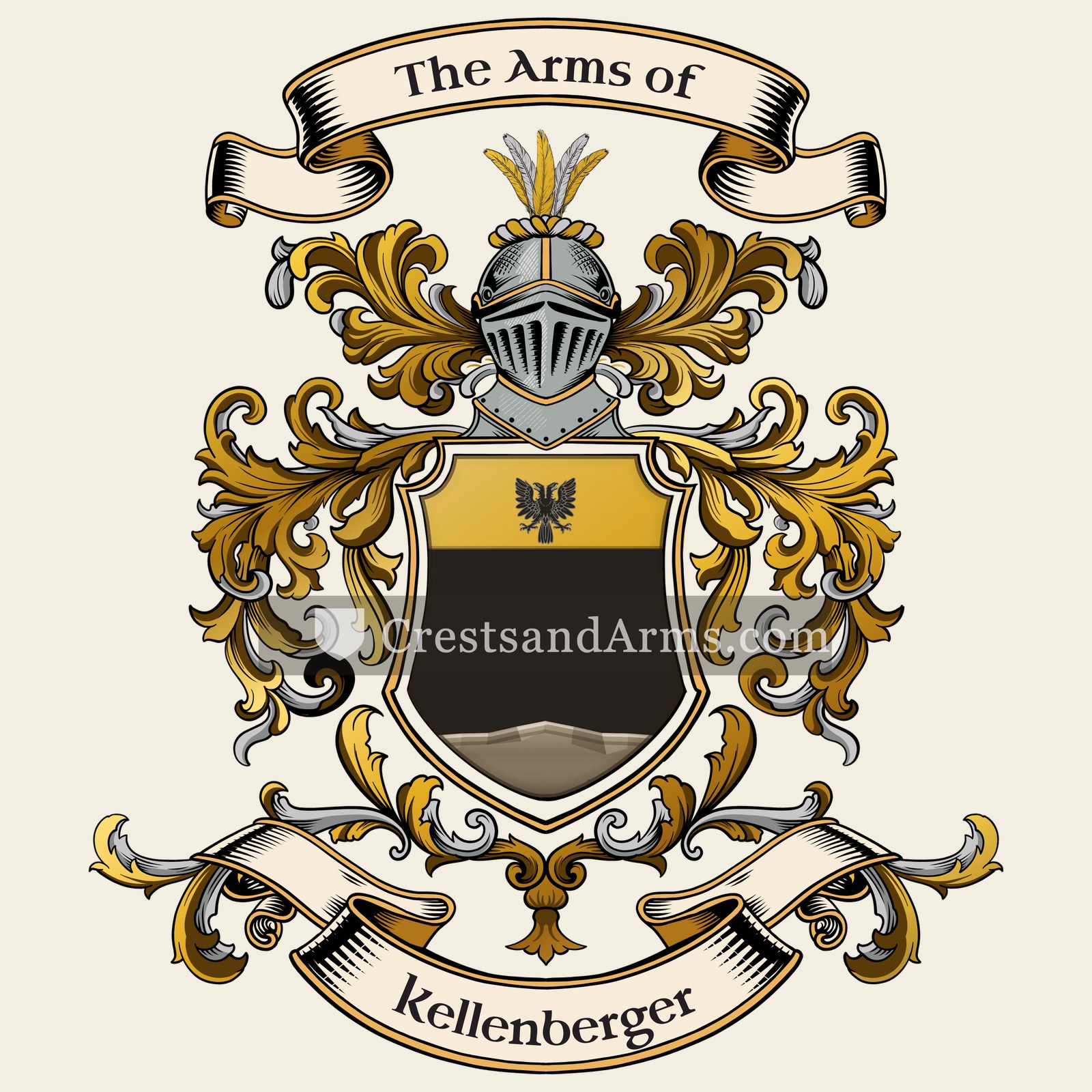 The Kellenberger coat of arms, drawn from the recorded blazon