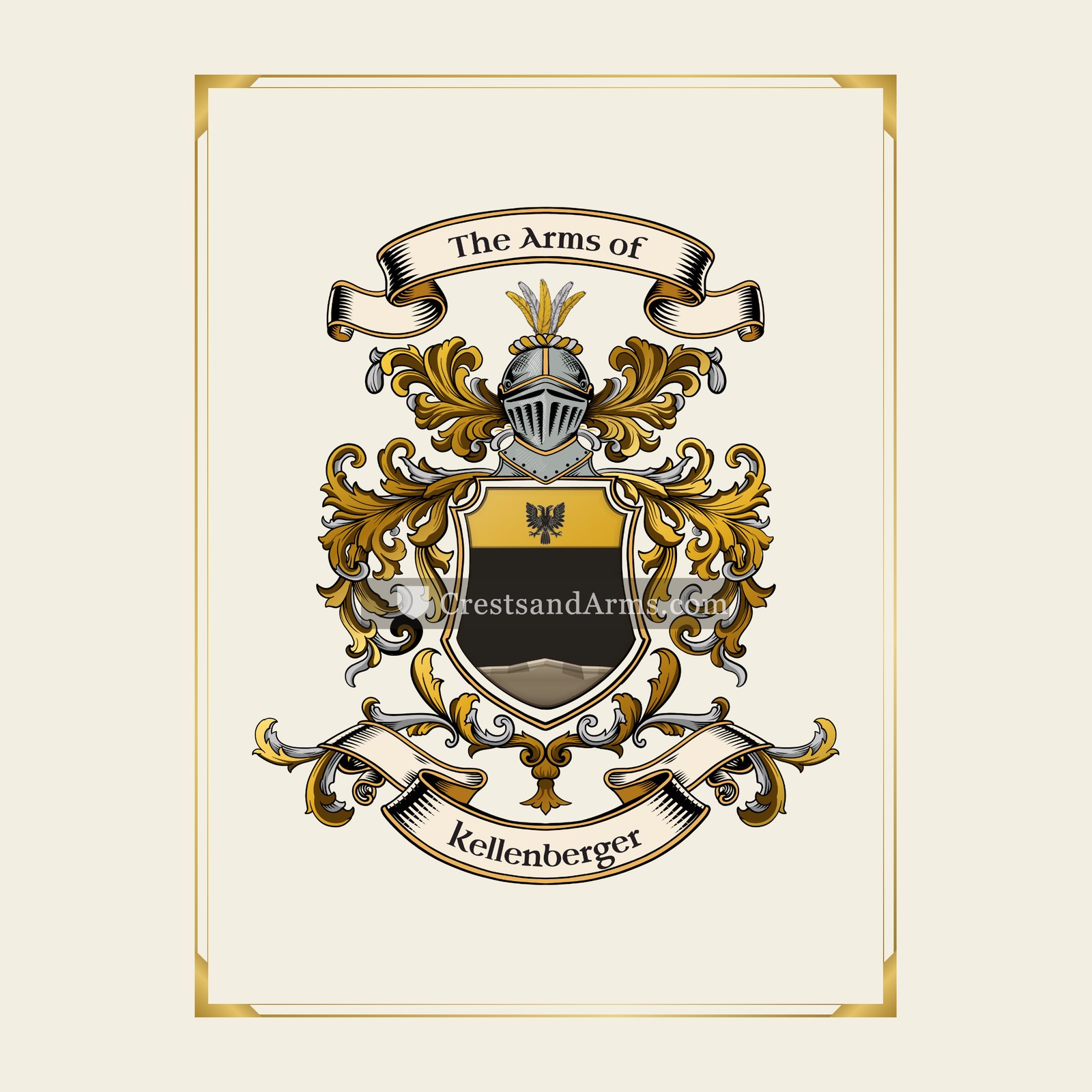 With gold border