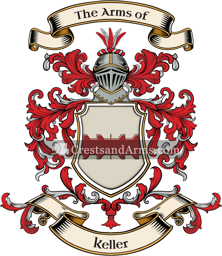 The Keller coat of arms, drawn from the recorded blazon