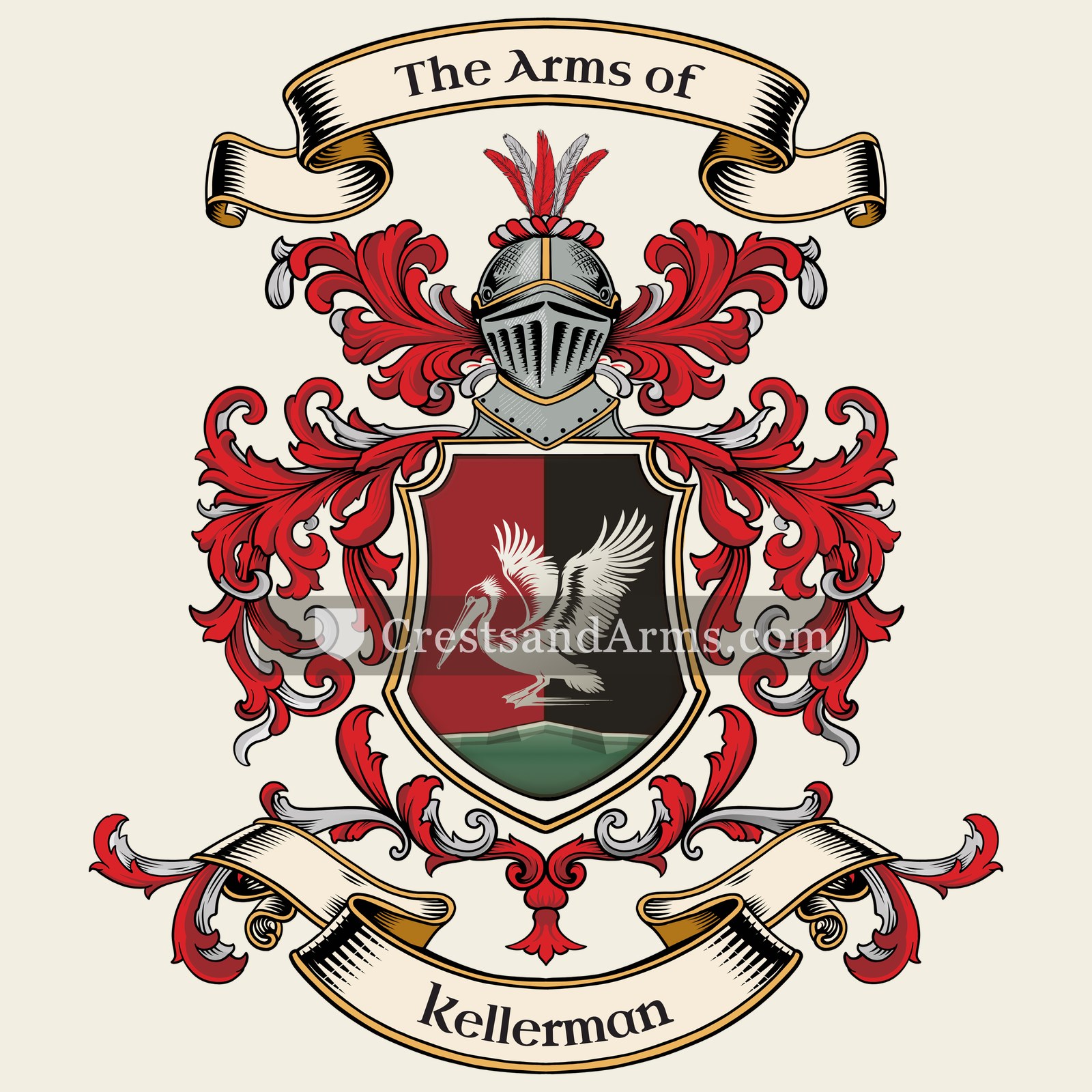 The Kellerman coat of arms, drawn from the recorded blazon
