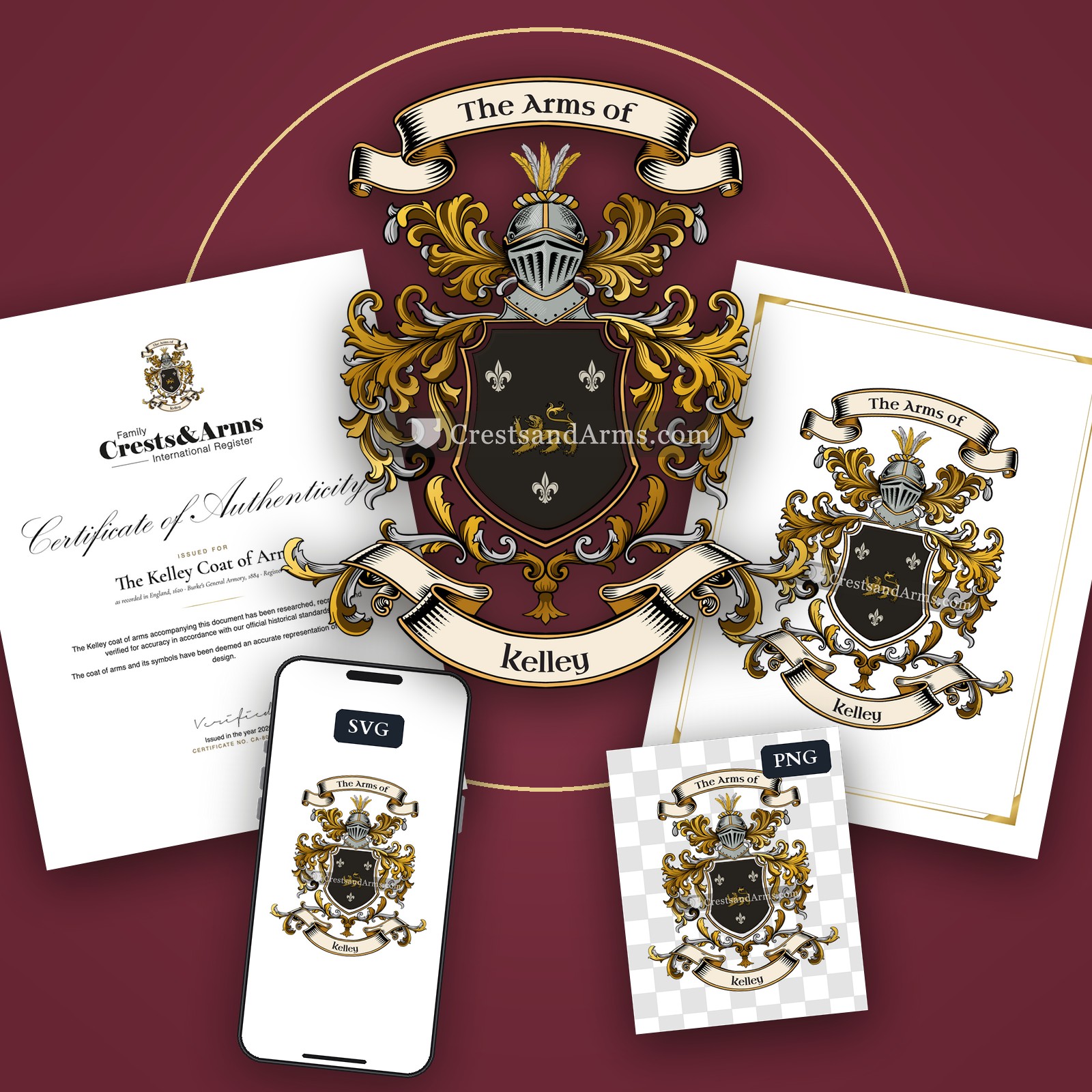 The Kelley arms on the coat of arms — digital pack