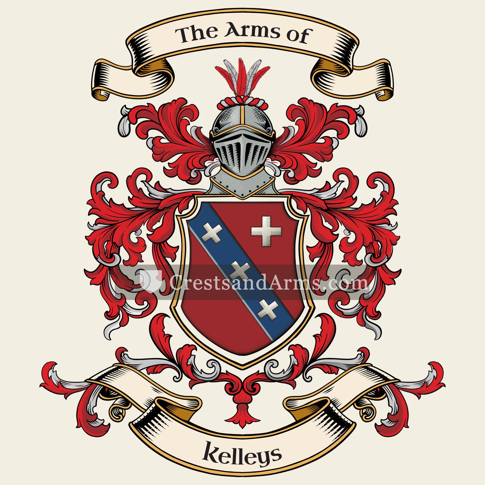 The Kelleys coat of arms, drawn from the recorded blazon