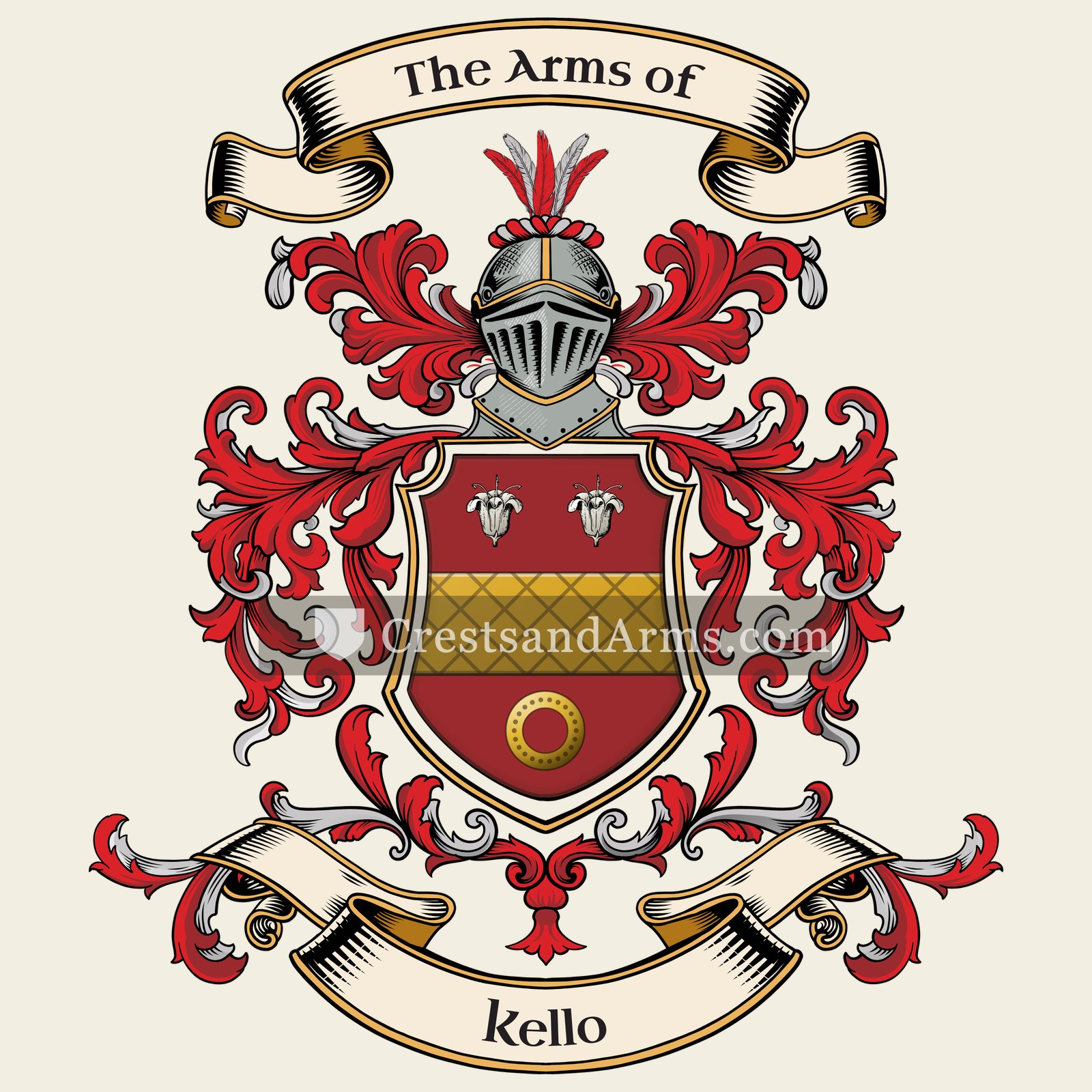 The Kello coat of arms, drawn from the recorded blazon