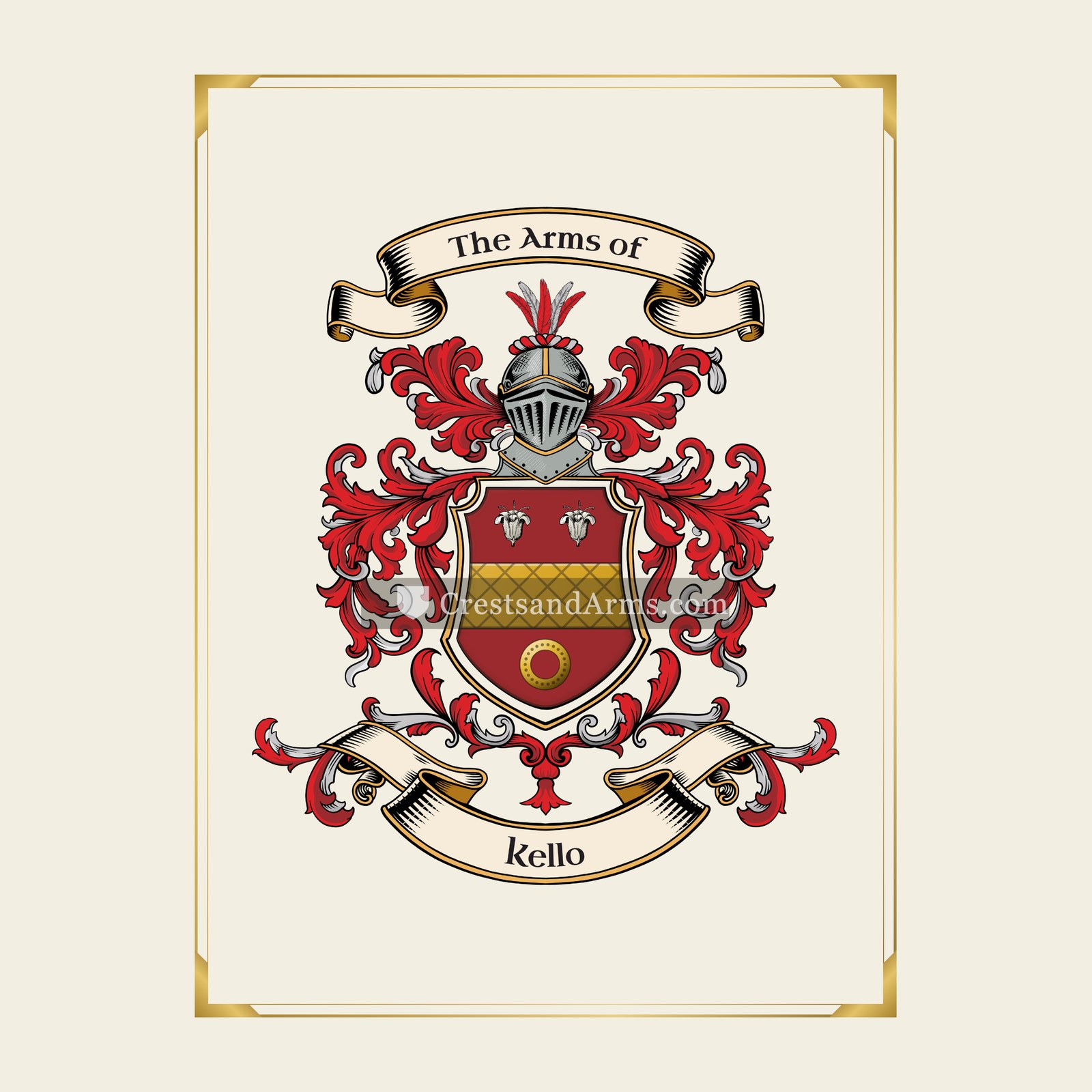 With gold border