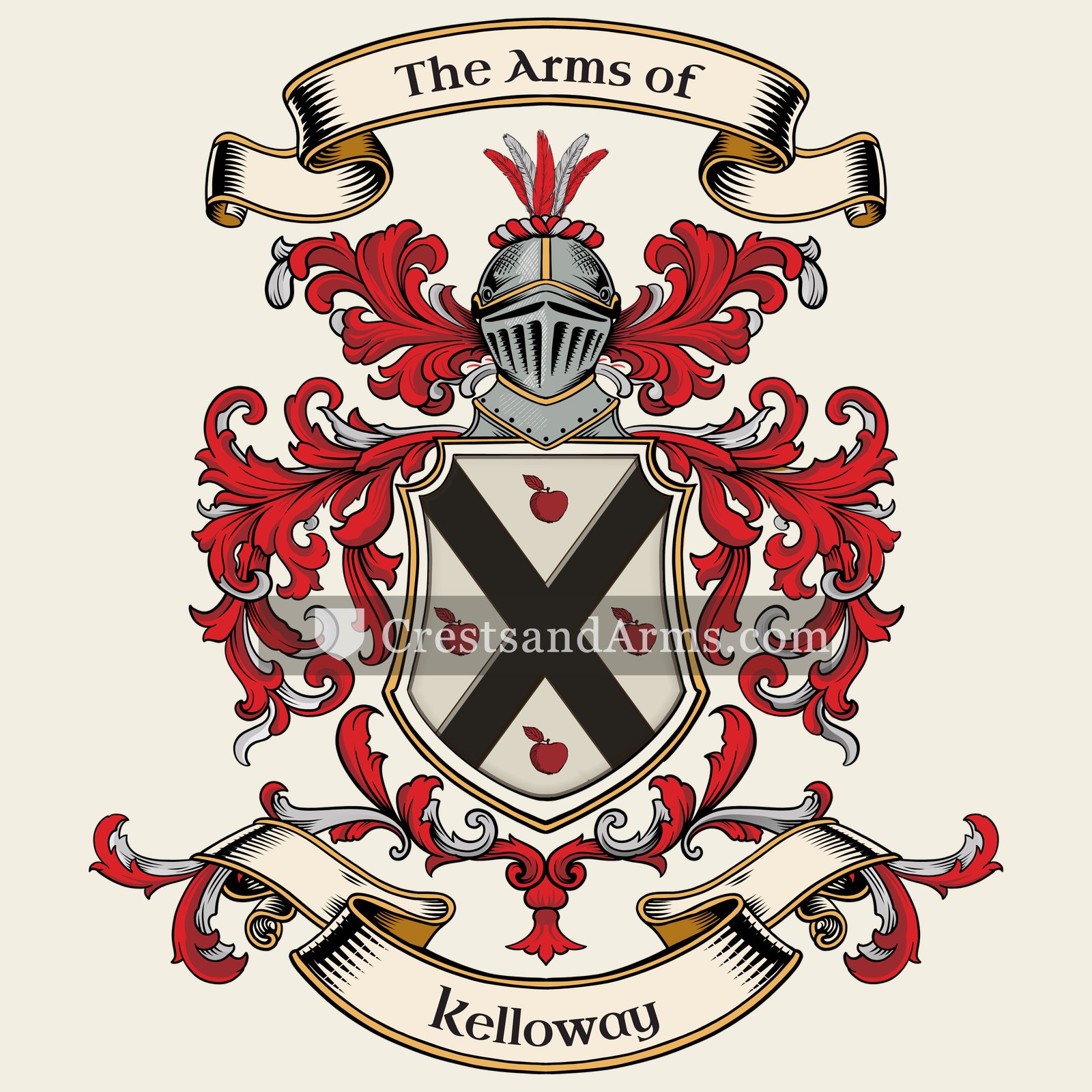 The Kelloway coat of arms, drawn from the recorded blazon