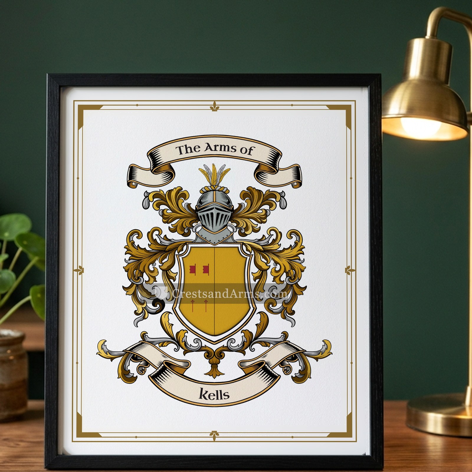 The Kells coat of arms on the framed print