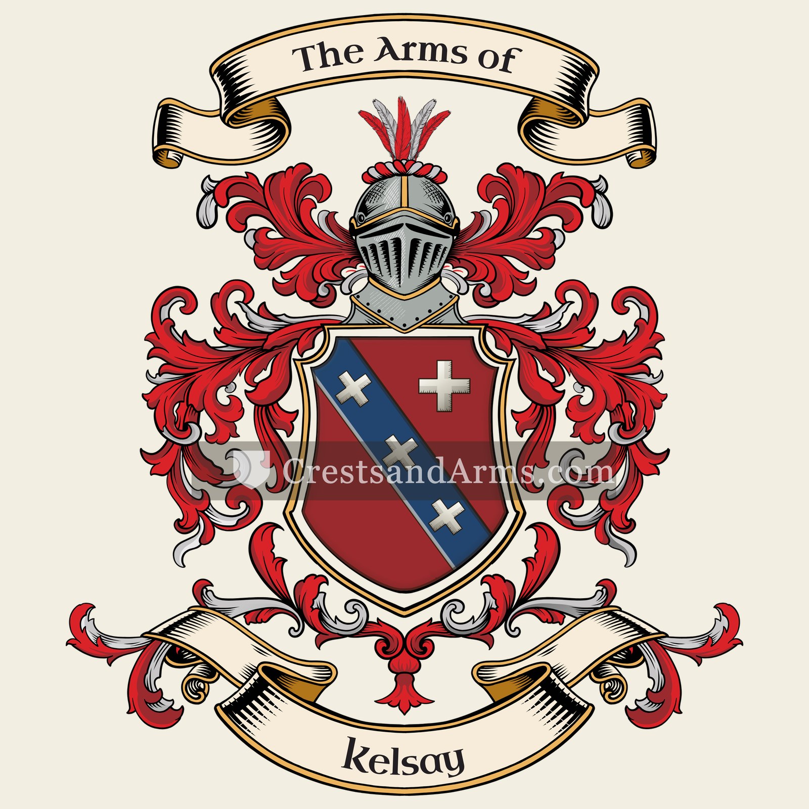 The Kelsay coat of arms, drawn from the recorded blazon