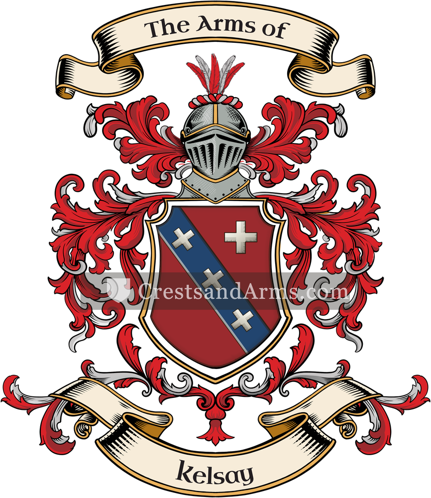 The Kelsay coat of arms, drawn from the recorded blazon