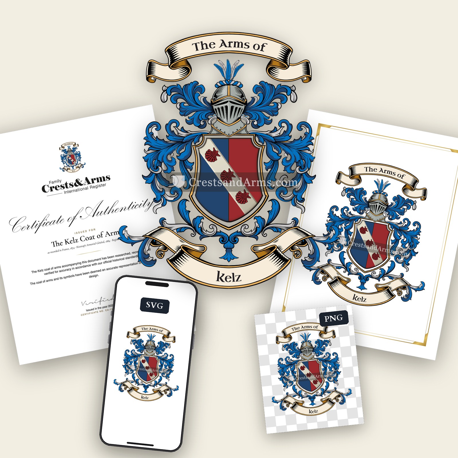 The Kelz arms on the coat of arms — digital pack