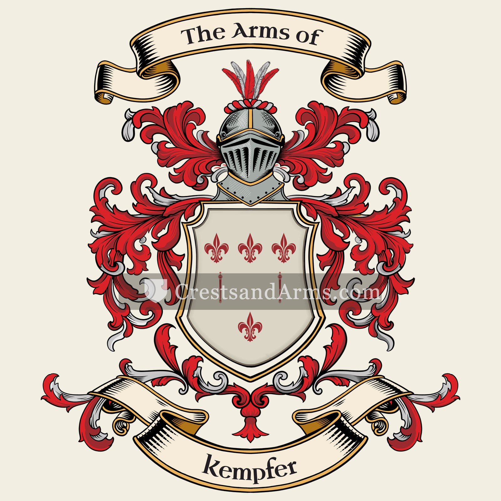 The Kempfer coat of arms, drawn from the recorded blazon