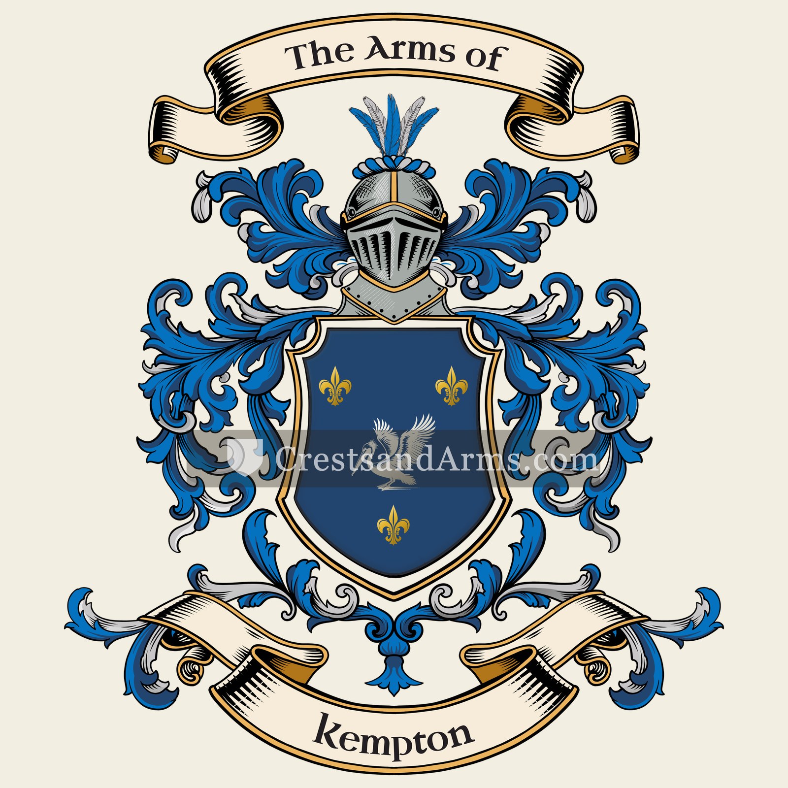 The Kempton coat of arms, drawn from the recorded blazon