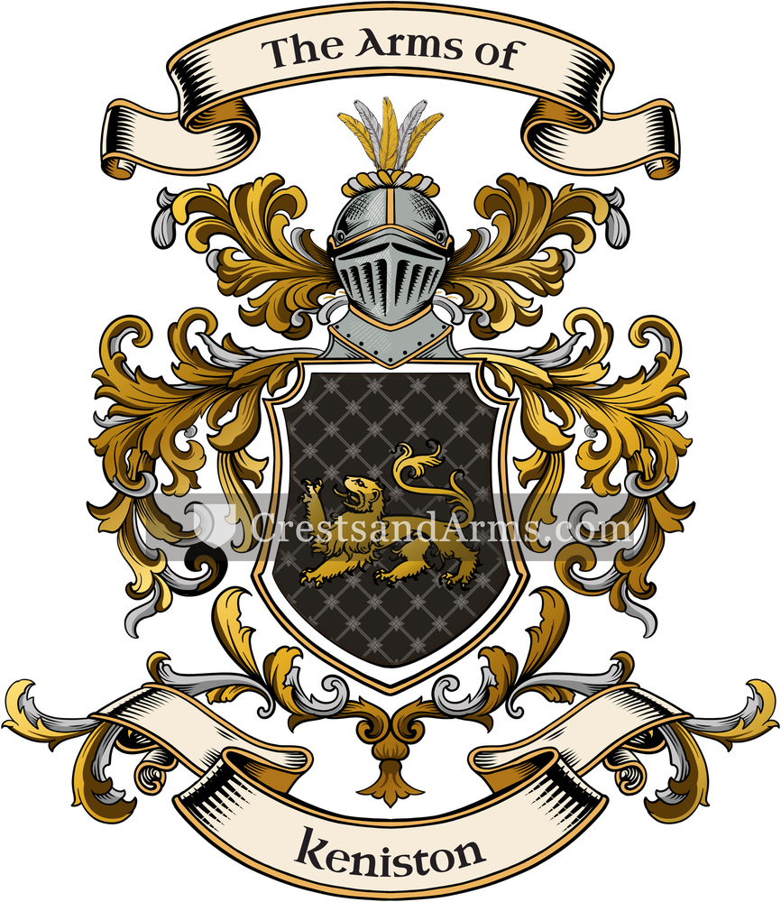 The Keniston coat of arms, drawn from the recorded blazon