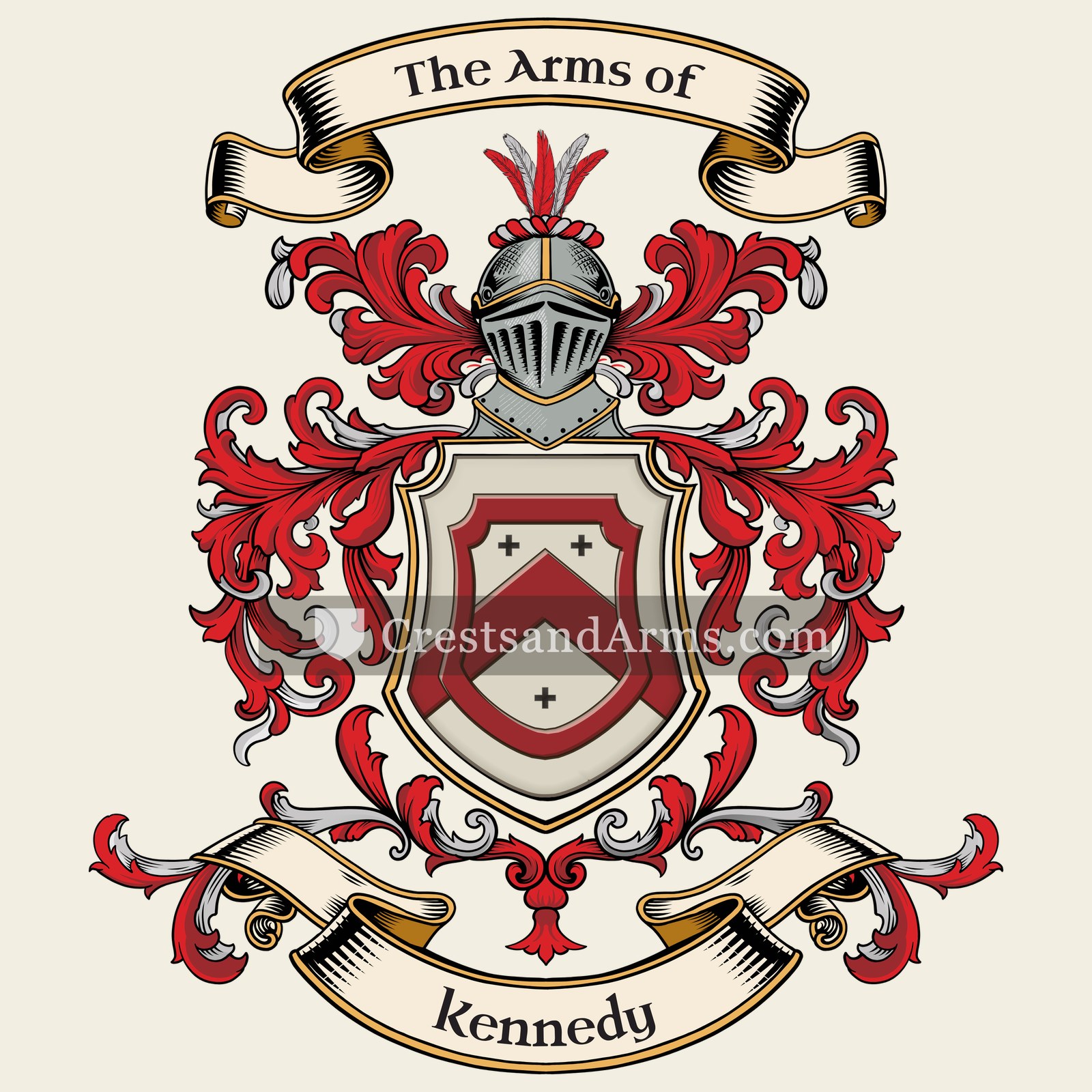The Kennedy coat of arms, drawn from the recorded blazon