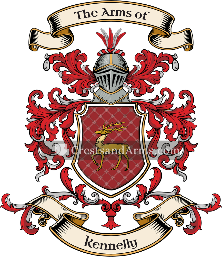 The Kennelly coat of arms, drawn from the recorded blazon