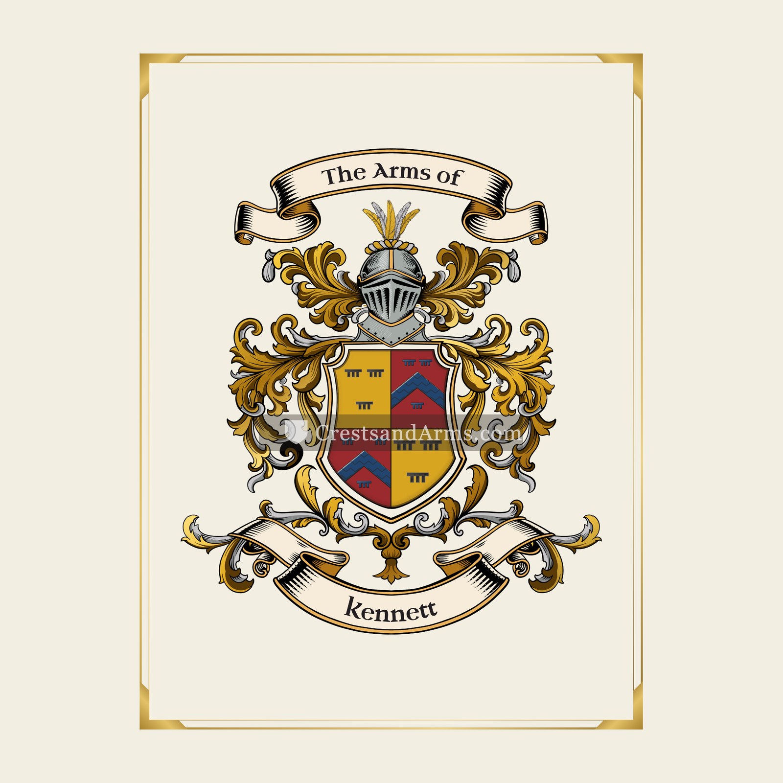With gold border