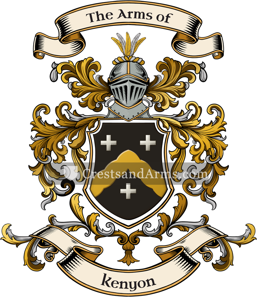 The Kenyon coat of arms, drawn from the recorded blazon