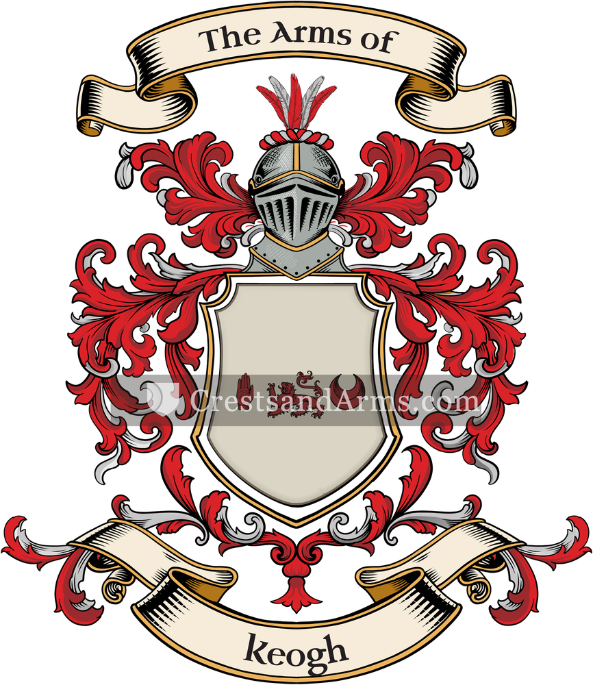 The Keogh coat of arms, drawn from the recorded blazon