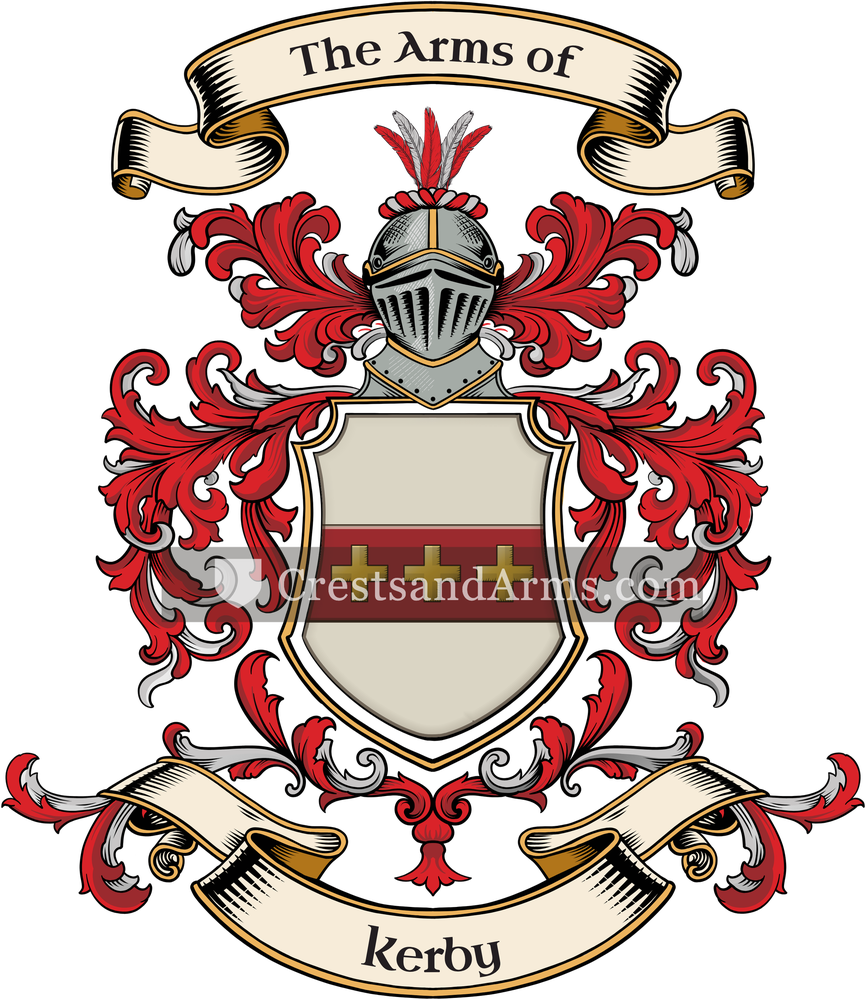 The Kerby coat of arms, drawn from the recorded blazon