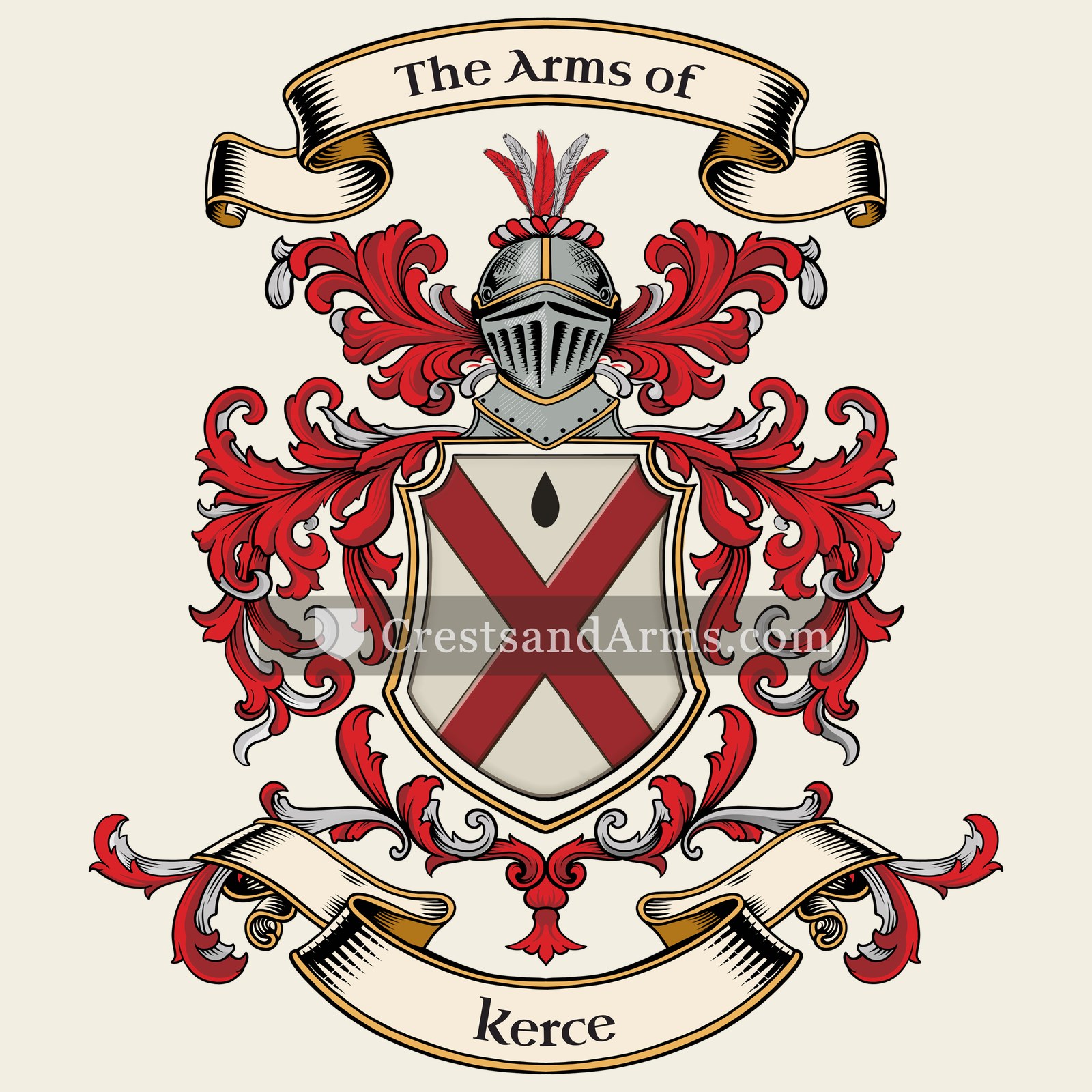 The Kerce coat of arms, drawn from the recorded blazon